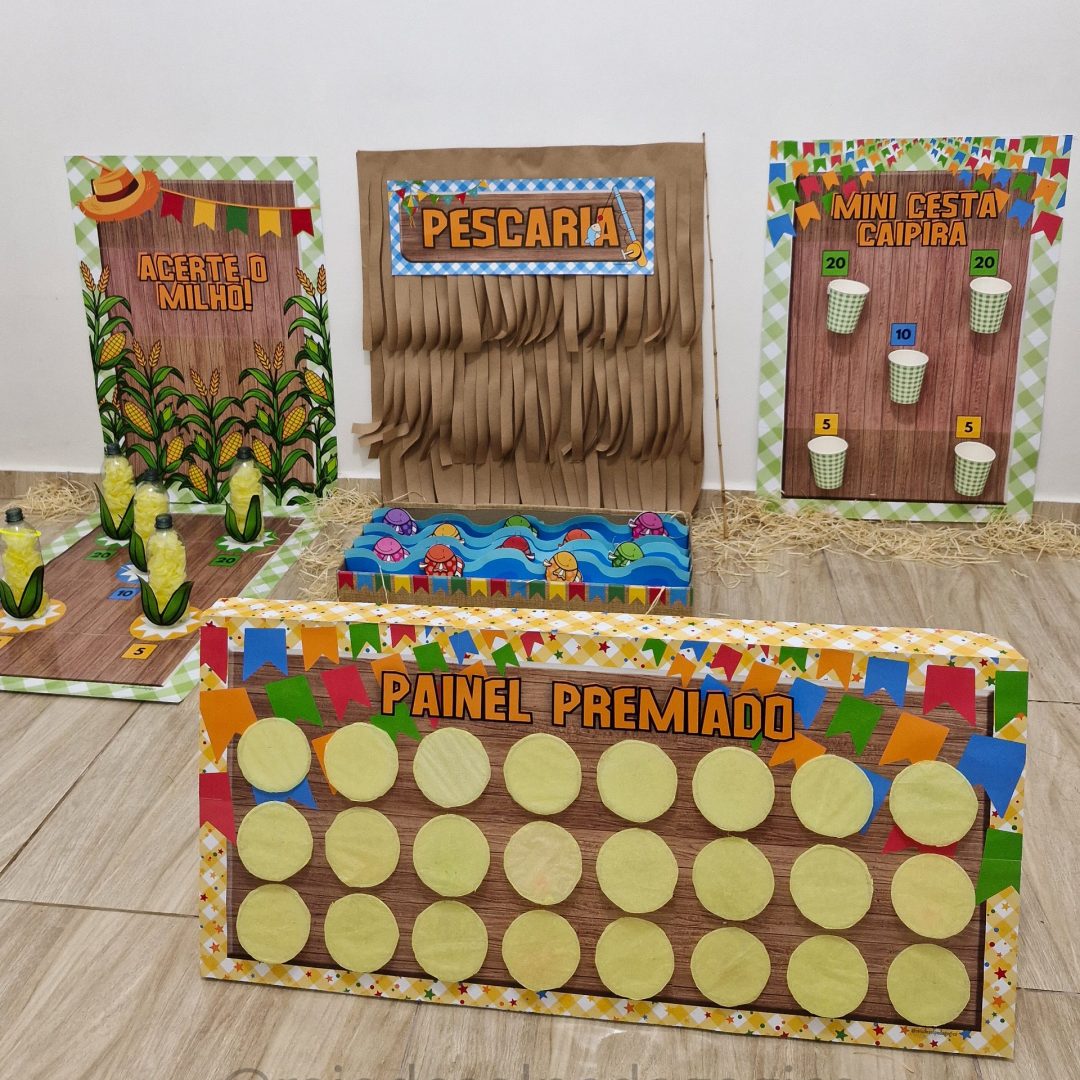 Kit Arraiá Divertido: Jogos + Painel Premiado
