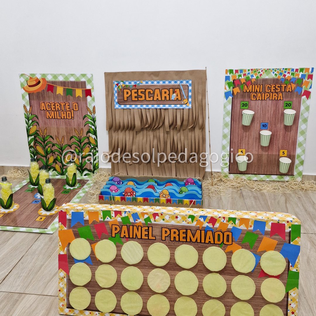 Kit Arraiá Divertido: Jogos + Painel Premiado